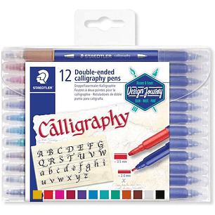 Staedtler 3005 Pack de 12 Rotuladores de Doble Punta para Caligrafia - Colores Surtidos