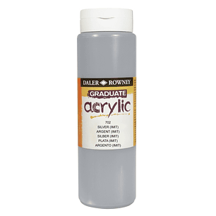 Daler Rowney Graduate Pintura Acrilica - Botella de Plastico - 500ml - Color Imitacion Plata