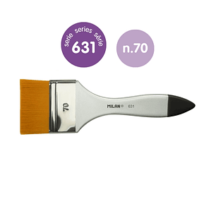 Milan 631 Premium Synthetic Paletina de 70mm - Pelo Sintetico - Mango de Madera Barnizada - Color Plata