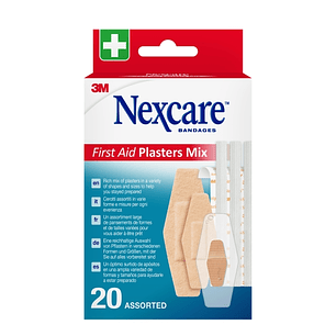 Nexcare Pack de 20 Apositos Surtidos - Transpirable - Colores Surtidos