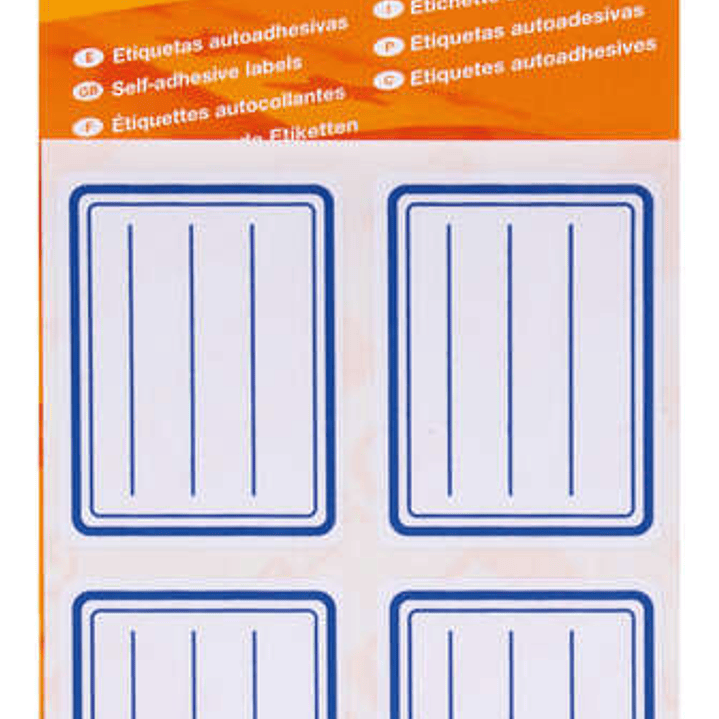 Apli Etiquetas Adhesivas Escolares Basicas - Tamaño 50x38mm - Ribete Azul - Adhesivo Permanente - Ideal para Marcar e Identificar - Color Blanco 1