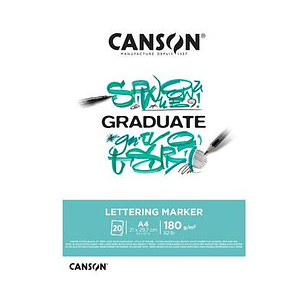 Canson Graduate Lettering Rotulador Bloc Encolado de 20 Hojas A3 - 180g - Satinado - Color Blanco