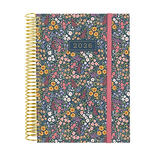 Finocam Design Collection Agenda de Espiral - Anual 2026 - Tapa Ligera - Formato E10 - 172x29x212mm - 1 Dia por Pagina - Tematica de Flores