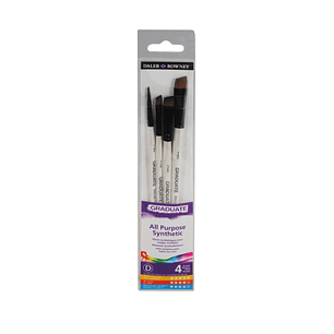 Daler Rowney Graduate Pack de 4 Pinceles Multitecnica - Pelo Sintetico - Mango Corto