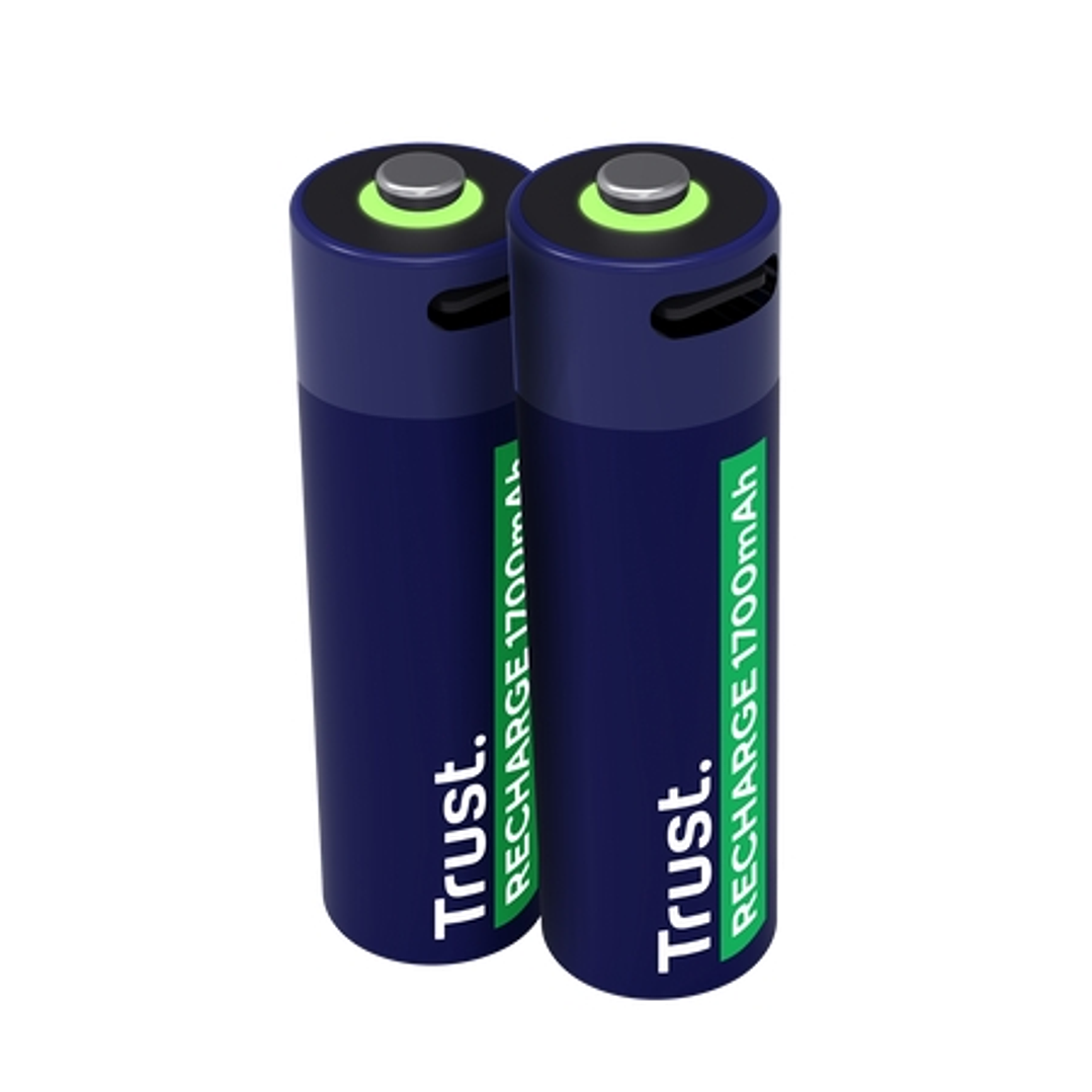 Trust Pack de 2 Pilas Recargables 1700 mAh AA 1