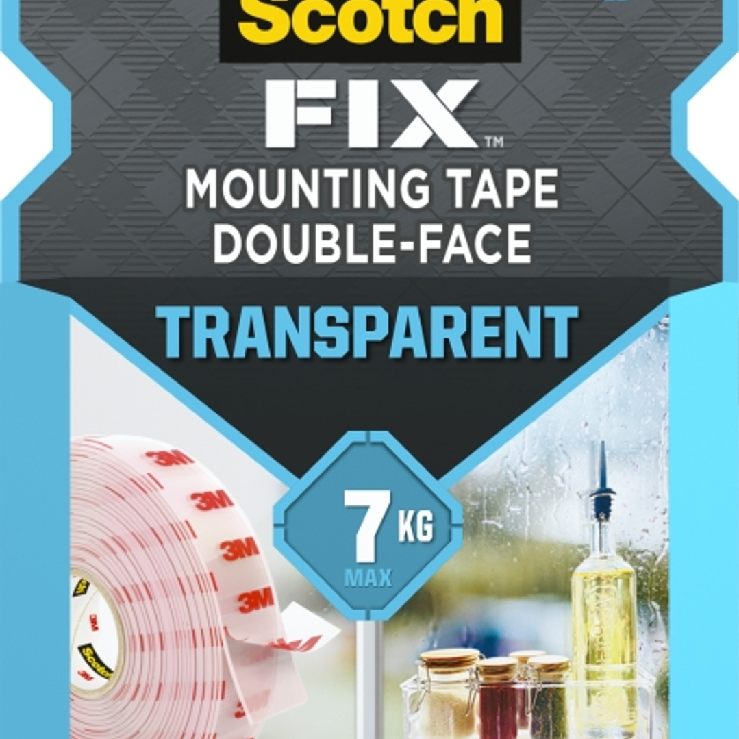 Scotch-Fix Cinta de Montaje de Doble Cara Transparente - 19mm x 5m - Color Transparente 1