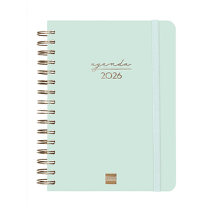 Finocam Alma Agenda en Catalan - Anual 2026 - con Espiral - Formato E10 - 180x30x220mm - 1 Dia por Pagina - Color Menta