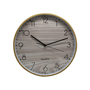 Bismark Reloj Oficina Marco Efecto Madera - Marco Plastico - Lente de Cristal - Manecillas de Aluminio - Esfera de PVC - Color Marrón