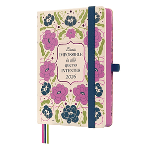 Finocam Minimal Design Agenda en Catalan - Anual 2026 - Tapa Dura - Cierre con Goma Elastica - Formato M4 - 124x25x174mm - 1 Dia por Pagina - Tematica