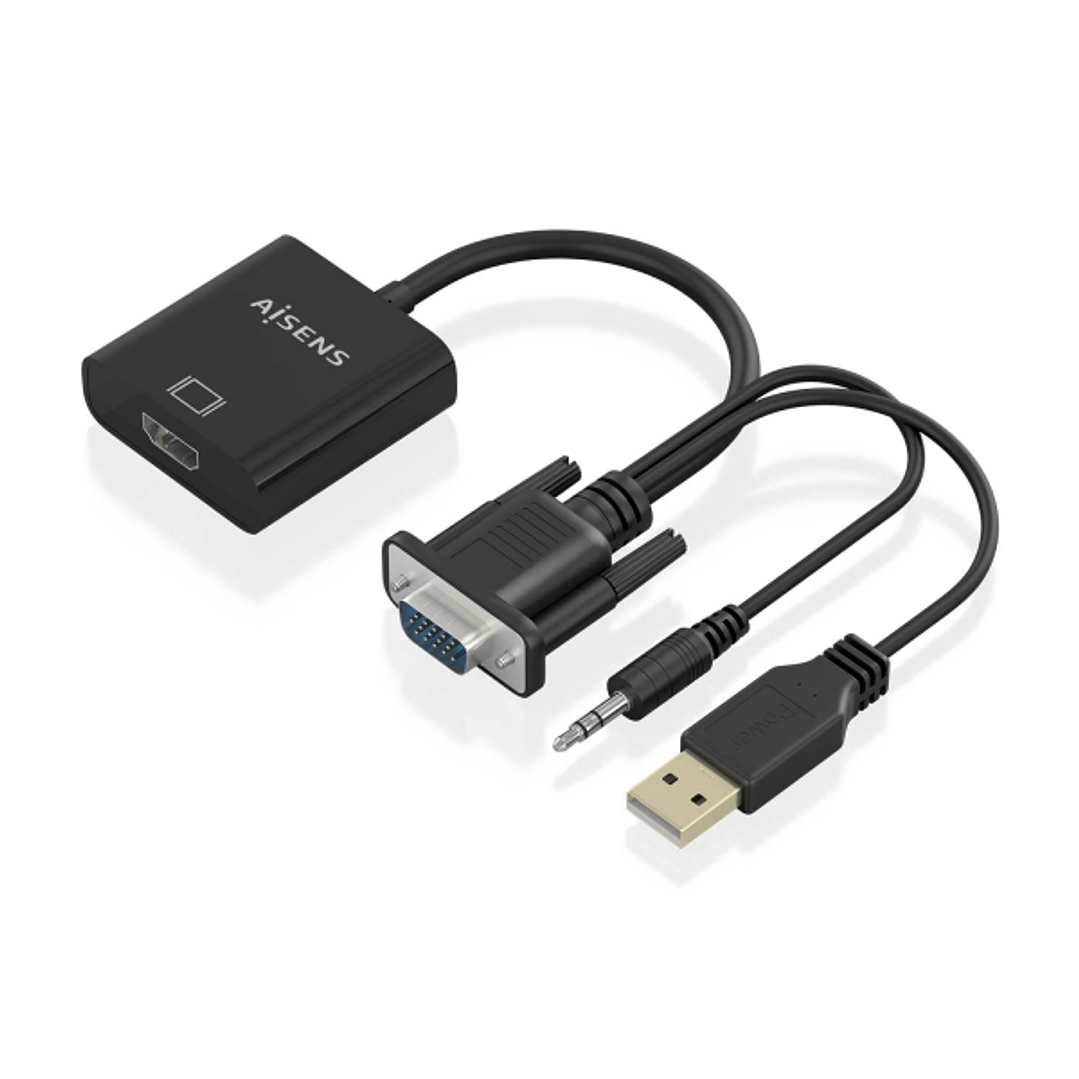 Aisens Cable Conversor SVGA+Audio a HDMI - SVGA/M+Jack 3.5/M+USB-A/M-HDMI A/H - 20cm - Color Negro 1