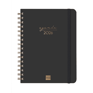 Finocam Alma Agenda en Catalan - Anual 2026 - con Espiral - Formato E10 - 180x30x220mm - 1 Dia por Pagina - Color Negro