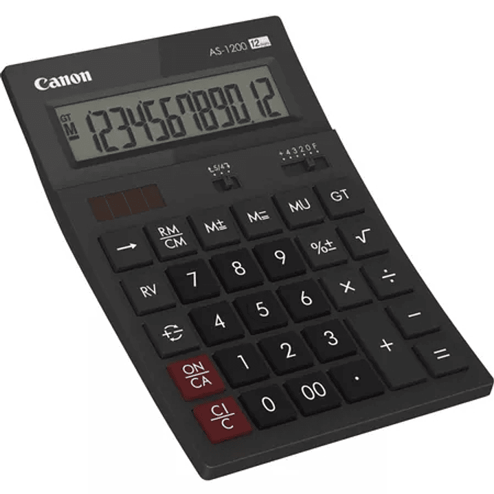 Canon AS-1200 Calculadora de Sobremesa con Pantalla LCD de 12 Digitos - Funciones de Calculo de Recargo (MU), Inversion (RV), Gran Total (GT) - Alimen 1