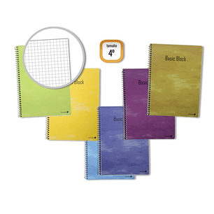 Golden Pack de 10 Cuadernos Espiral 80 Hojas 60gr Cuadricula - Tamaño 4º - Tapa Normal Plastificada - Colores Surtidos