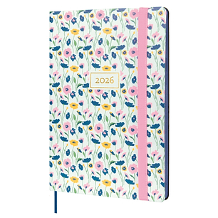 Finocam Flexi Joy Agenda - Anual 2026 - Tapa Blanda - Formato FA5 - 151x13x214mm - Semana Vista en Vertical - Tematica de Flores