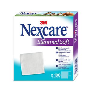 Nexcare Sterimed Pack de 100 Compresas de Gasa No Tejida - 10x10cm - Esteril - Transpirables - Color Blanco