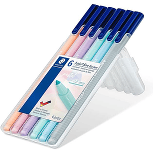 Staedtler Triplus Color 323 Pack de 6 Rotuladores de Punta Fina - Trazo 1mm Aprox - Tinta Base de Agua - Colores Surtidos
