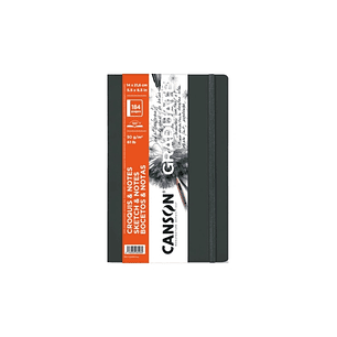 Canson Graduate Sketch Cuaderno con 92 Hojas - 14x21.6cm - 90g - Grano Fino - Tapa Dura - Color Gris Oscuro