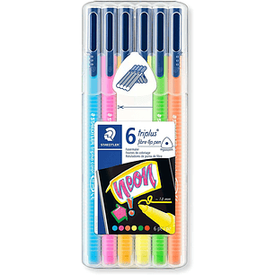 Staedtler Triplus Color 323 Pack de 6 Rotuladores de Punta Fina - Trazo 1mm Aprox - Tinta Base de Agua - Colores Surtidos