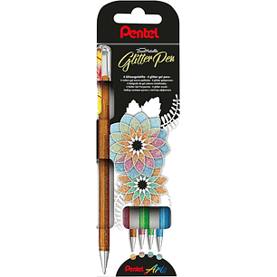 Pentel Hybrid Dual Metallic Pack de 4 Boligrafos de Bola con Tinta Gel Brillante - Punta 1mm - Trazo 0.5mm - Colores Brillantes Surtidos