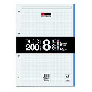 Miquel Rius Bloc8 Bloc Encolado Formato A4 Cuadricula 5x5mm - 200 Hojas de 70gr con 4 Taladros - Base de Carton