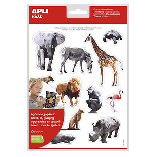 Apli Gomets Tematicos Realistas Animales Sabana - 24 Gomets - Adhesivo Removible - Desarrollados con Educadores - Ideal para Habilidades Motoras - Adh