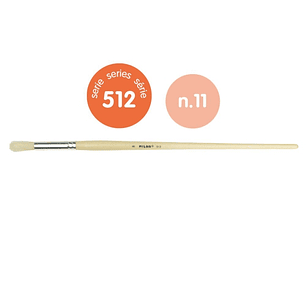 Milan 512 Pack de 4 Pinceles Redondos para Oleo Numero 11 - Bolsa con Colgador - Cerda Natural - Color Madera Claro