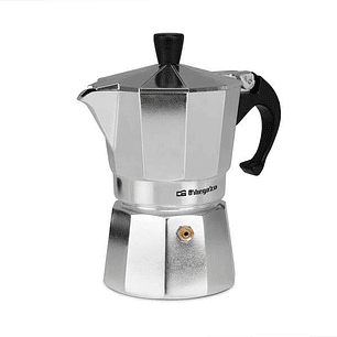 Orbegozo KF 300 Cafetera de Aluminio para 3 Tazas - Prepara Cafe Delicioso en Minutos en Cualquier Cocina - Mango Ergonomico y Valvula de Seguridad pa