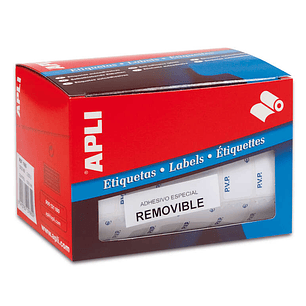 Apli Rollo de 2.520 Etiquetas PVP 16x22mm - Texto Preimpreso con las Siglas PVP - Adhesivo Removible - Color Blanco