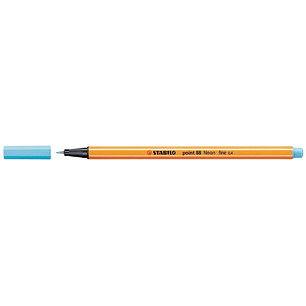 Stabilo Point 88 Rotulador de Punta Fina de Fibra - Trazo de 0.4 mm - Tinta con Base de Agua - Color Azul Neon