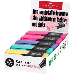 Faber-Castell TXTLNR Caja de 10 Marcadores Fluorescentes - Punta Biselada - Trazo entre 1, 2 y 5 mm - Tinta con Base de Agua - Colores Pastel Surtidos