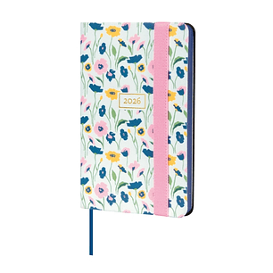 Finocam Flexi Joy Agenda - Anual 2026 - Tapa Blanda - Formato F2 - 85x13x130mm - Semana Vista Horizontal - Tematica de Flores
