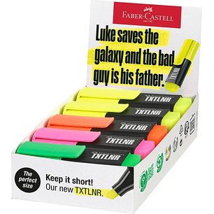 Faber-Castell TXTLNR Caja de 10 Marcadores Fluorescentes - Punta Biselada - Trazo entre 1, 2 y 5 mm - Tinta con Base de Agua - Colores Neon Surtidos