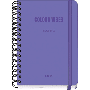 Dohe Colour Vibes Agenda Escolar 25/26 Espiral Wireo A5 - Semana Vista - Papel 80g/m2 - 4 Hojas de Pegatinas - Cubierta de Carton Plastificado - Cier