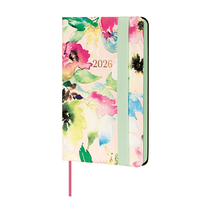 Finocam Flexi Joy Agenda - Anual 2026 - Tapa Blanda - Formato F2 - 85x13x130mm - Semana Vista Horizontal - Tematica de Flores