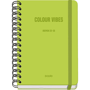 Dohe Colour Vibes Agenda Escolar 25/26 Espiral Wireo A5 - Semana Vista - Papel 80g/m2 - 4 Hojas de Pegatinas - Cubierta de Carton Plastificado - Cier