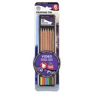 Daler Rowney Simply Pack de 8 Piezas - Lapices de Colores para Dibujo - Estuche Metalico - Colores Surtidos