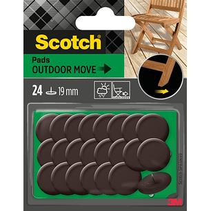 Scotch Pack de 24 Patines Deslizantes con Clavo - Diametro de 19mm - Uso en Exterior - Color Marron