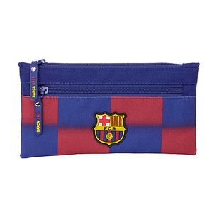 Safta F.C.Barcelona Estuche Portatodo de 0.25L - 2 Compartimentos - Bolsillo Lateral - Cierre con Cremallera - 22x11x1cm - Color Rojo y Azul