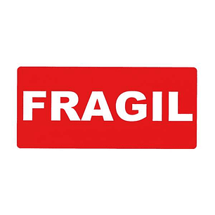 Apli Rollo de 200 Etiquetas de Señalizacion FRAGIL 100x50mm - Adhesivo Permanentes - Letras Blancas sobre Fondo Rojo