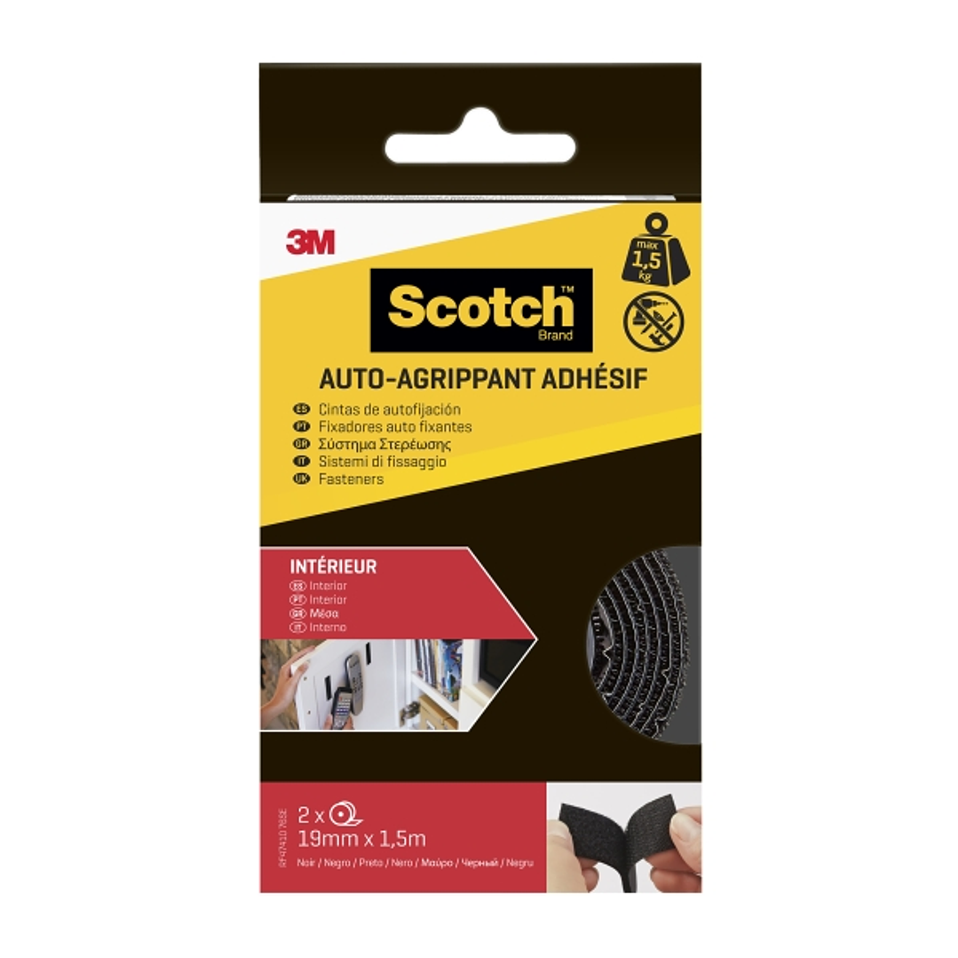 Scotch Cierres Adhesivos Reposicionables - 19mm x 1.5m - Uso en Interior - Color Negro 1