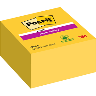 Post-It Super Sticky Cubo de 350 Notas Adhesivas Reposicionables - 76x76mm - 100% PEFC - Color Amarillo