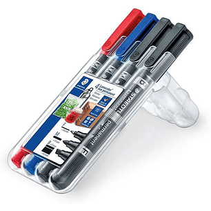 Staedtler Lumocolor 348 Pack de 4 Rotuladores Permanentes de Doble Punta - Secado Rapido - Colores Surtidos