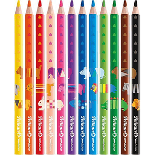 Pelikan Caja de 12 Lapices de Colores Jumbo Triangulares - Mina Antirotura - Certificacion FSC