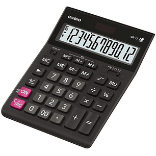 Casio GR-12C Calculadora de Sobremesa de 12 Digitos - Pantalla Extragrande - Simbolos de Comando de Funcion - Alimentacion Solar y Pilas - Color Negro