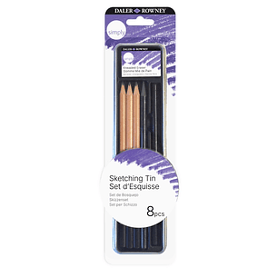 Daler Rowney Simply Pack de 8 Lapices para Esbozo - Estuche Metalico - Color Negro