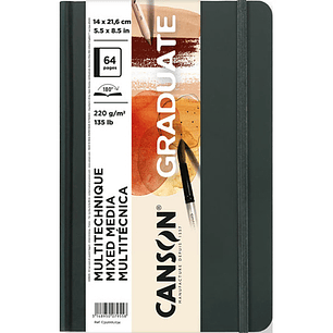 Canson Graduate Mix Media Cuaderno con 32 Hojas - 14x21.6cm - 220g - Grano Fino - Color Ocre