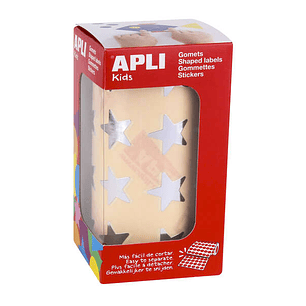Apli Pack de1.416 Gomets con Forma de Estrella - Tamaño 19.5mm - Adhesivo Base Agua - Normas EN-71 y FSC - Color Plata