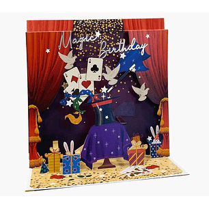 Pictura Tarjeta 3D Pop-Up - 16x16cm - Tematica de Magia - Embolsada Individualmente en Celofan - Incluido Sobre Blanco - Papel con Certificacion FSC