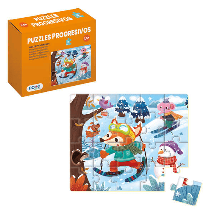 Dohe Puzzle Infantil de 20 Piezas - Tematica La Nieve - Fabricado en Doble Capa de Carton - Capa Intermedia de Contrachapado - Estimula la Imaginacion 1
