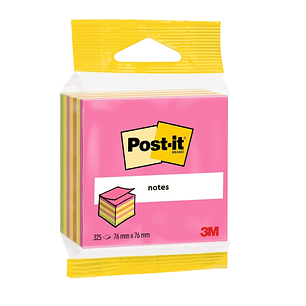 Post-It Cubo de 325 Notas Adhesivas Reposicionables - Forma Cuadrada - 76x76mm - Colores Surtidos